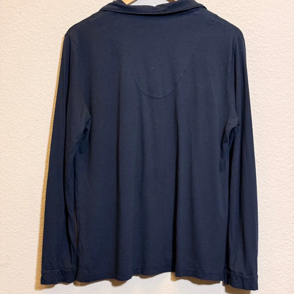 Cosabella Bella Pima Cotton Modal Pajama Set Womens M Navy Long Sleeve Shorts